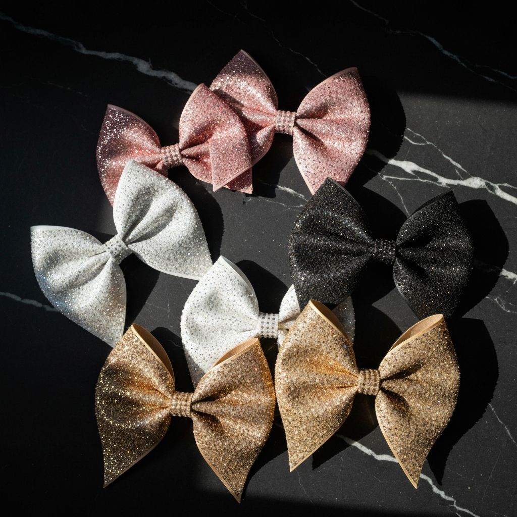 Collection of luxury cheer bows flat lay